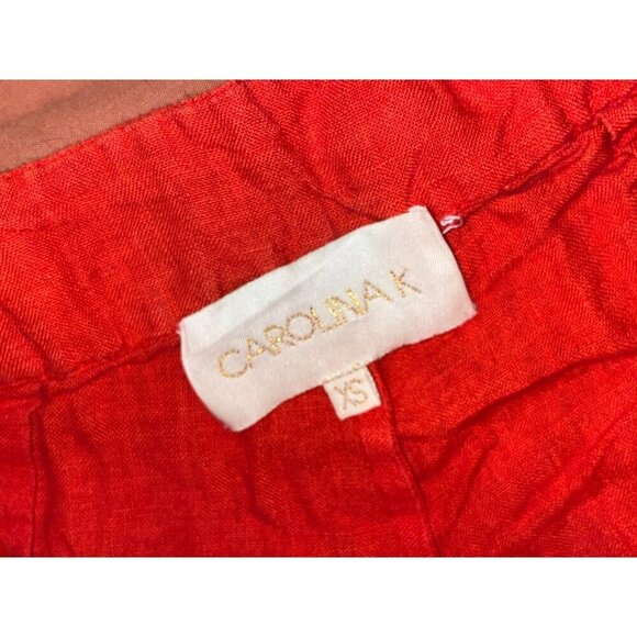 Carolina K Red Floral Embroidered High-Waisted Shorts Women's Size XS - Picture 6 of 7